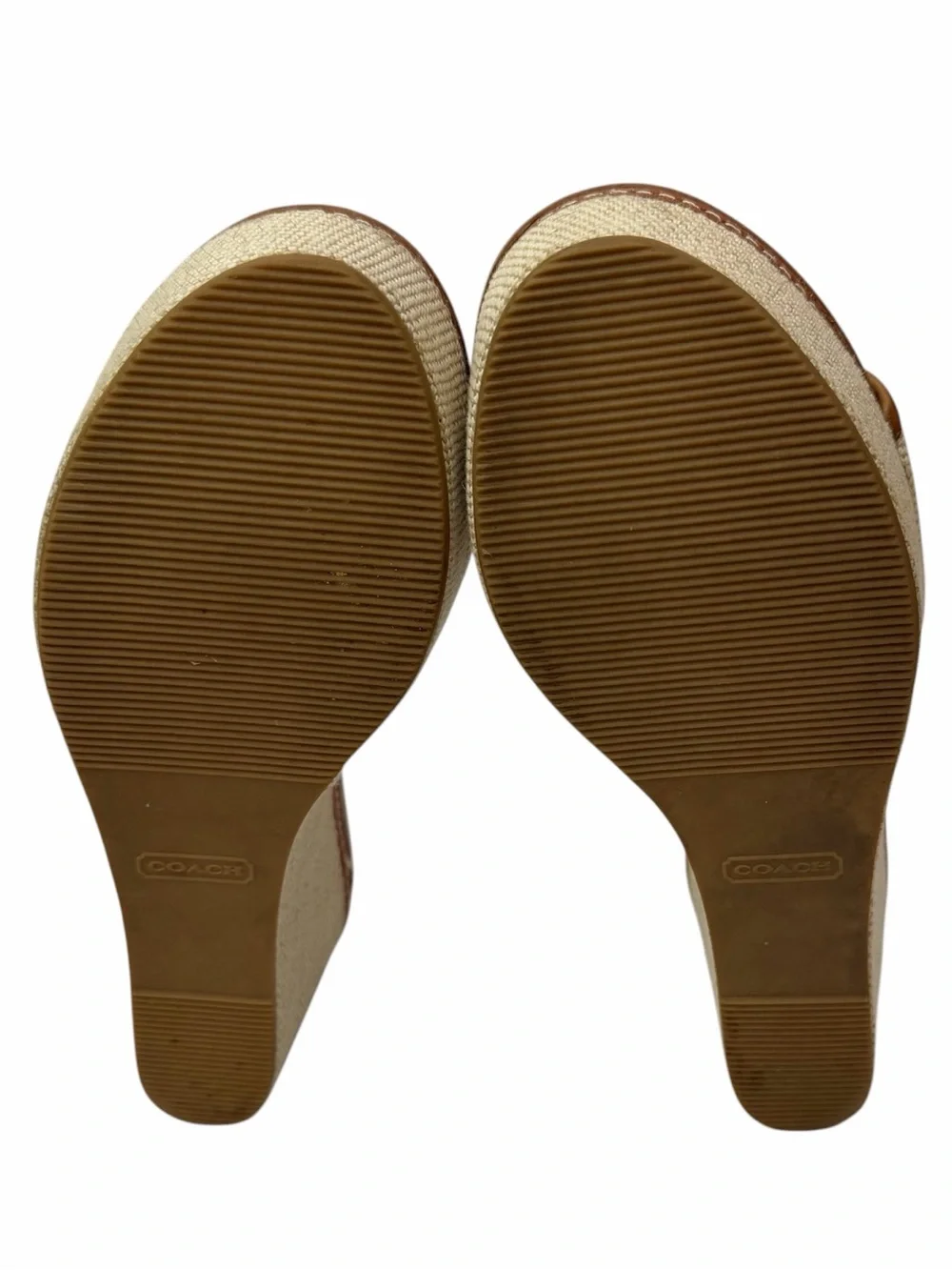 Coach Jaci Wedge Sandals Women’s 6.5M Natural Linen Summer Espadrille